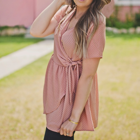 Polka Dot Wrap Tie Top - Picture 6 of 7